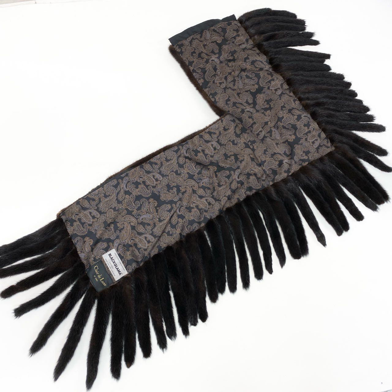 67K18 《美品》 EMBA エンバ BKACKGLAMA ブラックグラマ デミバフミンク フリンジケープ ブラウン 最高級本毛皮 コート ショール マフラー MINK FURt18r