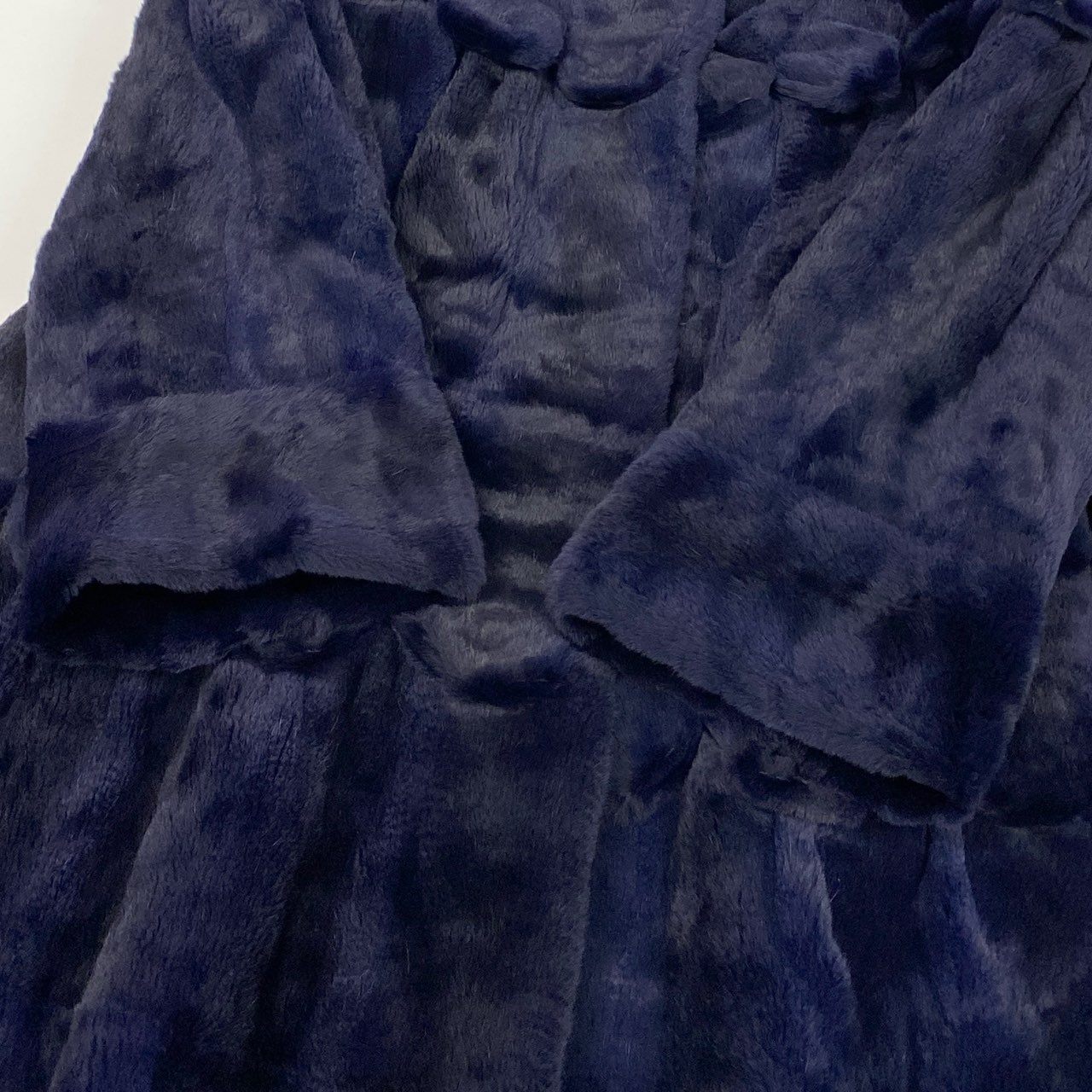 9k2《超希少》 シェアード 染めミンク フリルデザイン 超ロングコート 112cm ダークパープル 最高級本毛皮 MINK FUR COAT レアデザインt18r