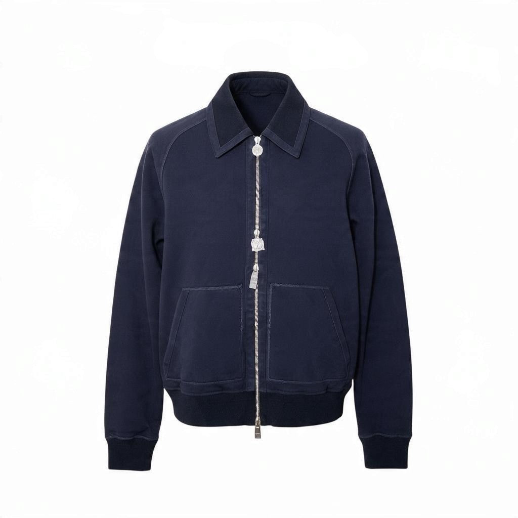 28j16 【未使用タグ付】 LOUIS VUITTON ルイヴィトン 2018 ジップアップ レザーブルゾン ジャケット RM181M FMC HEY11W サイズM ネイビー コットン  ムートン メンズu02t