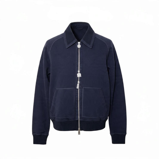 28j16 【未使用タグ付】 LOUIS VUITTON ルイヴィトン 2018 ジップアップ レザーブルゾン ジャケット RM181M FMC HEY11W サイズM ネイビー コットン  ムートン メンズu02t