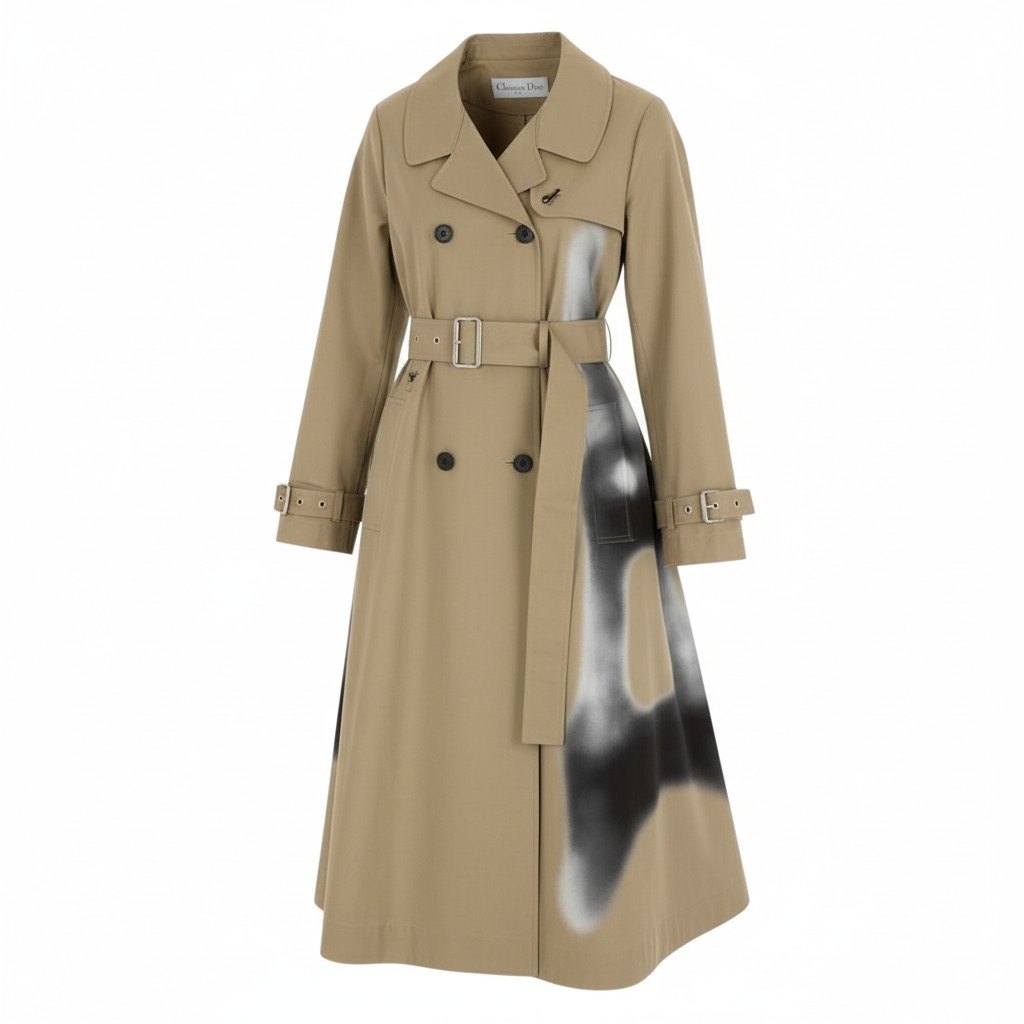 i21 【美品】Christian Dior 2024SS ラ・トゥール・エッフェルト トレンチコート 427M13A3995 42サイズ ベージュ コットン100％ レディース 女性用k02i