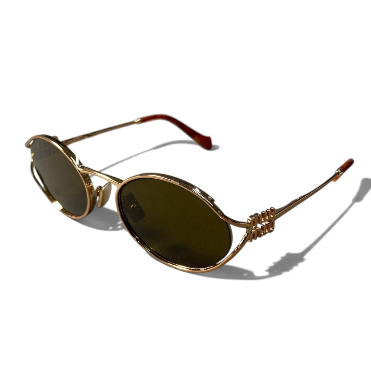 i7 Miu Miu ミュウミュウ ロゴメタル サングラス Logo Metal Sunglasses SMU52Y 54□21 ゴールド ブラウンt18r
