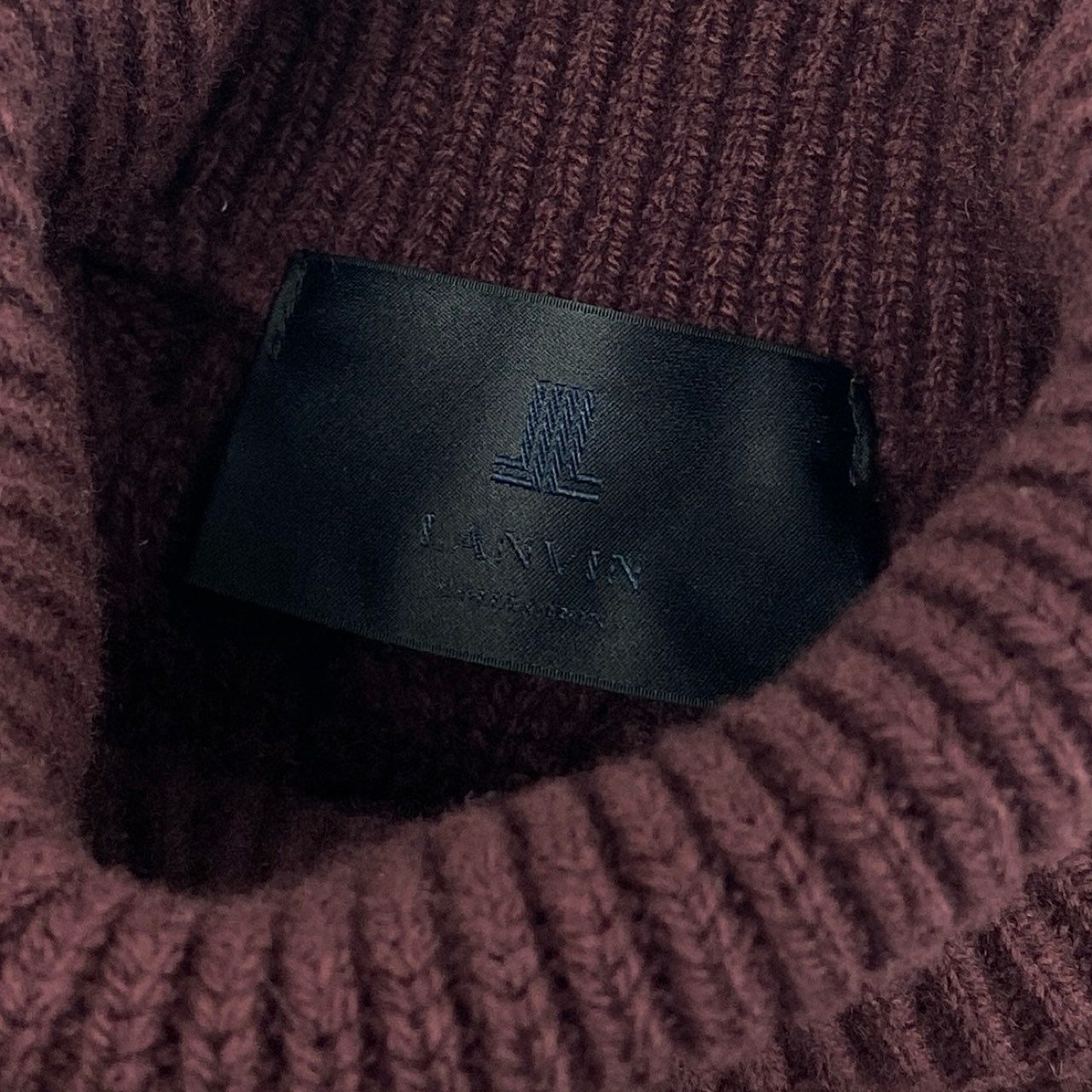 10f11 LANVIN COLLECTION ランバンコレクション タートルネック ケーブル編み ニットセーター トップス 大きいサイズ 52 ボルドー ウール メンズ