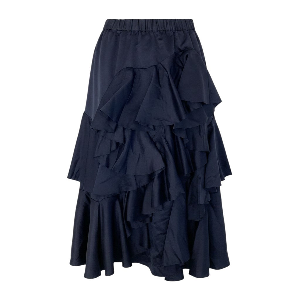 Af9 【新品保管品】COMME des GARCONS  2025年 フリル変形デザインスカート RQ-S011-051-1-1 XSサイズ ダークネイビー ポリエステル100％ レディース 女性用u02t