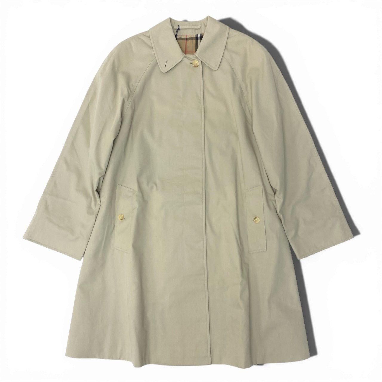 83b23【極美品】Burberrys バーバリーズ デッドストック ステンカラーコート ノバチェック イングランド製 8サイズ ベージュ レディース 女性用k02i