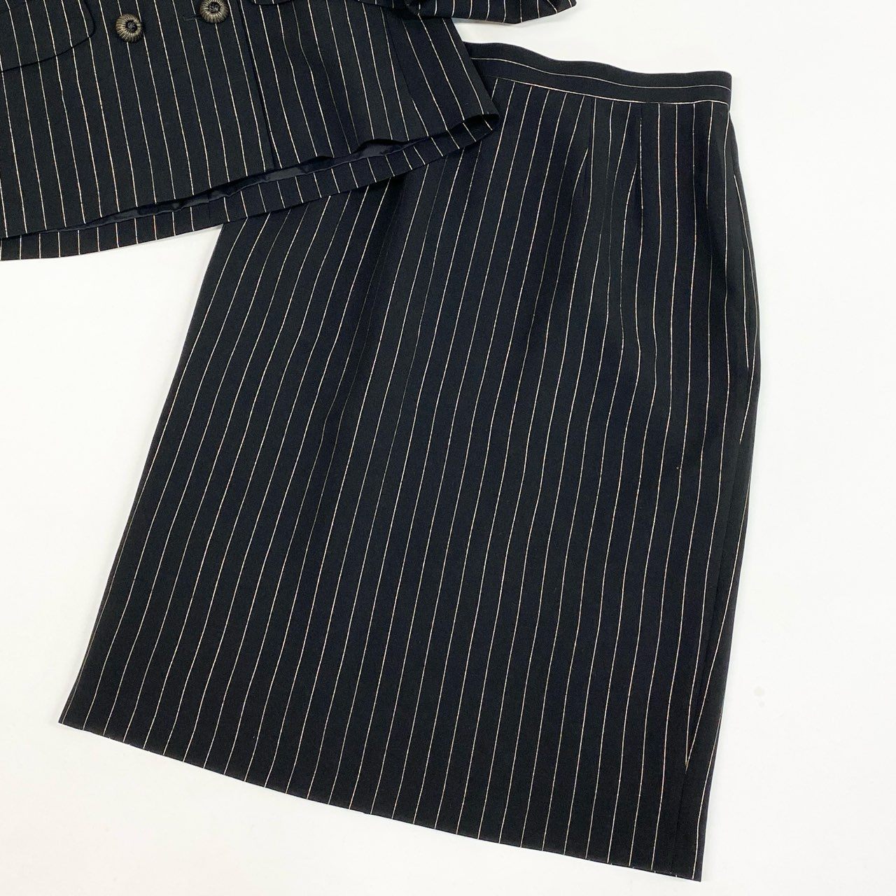 59L15 Vintage Christian Dior クリスチャンディオール ヴィンテージ オールド ダブルブレスト スカートスーツ セットアップ 装飾ボタン ジャケット 11 スカート 9 レディースu02t