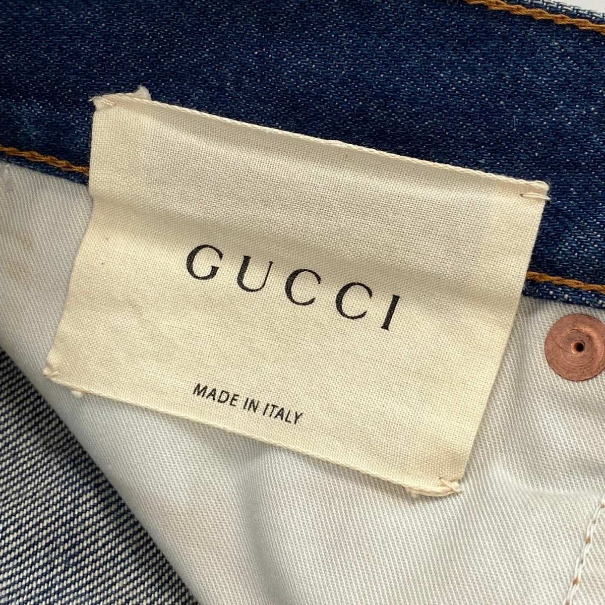 Me19 GUCCI グッチ ドラゴン フラワー刺繍 ヴィンテージ加工 デニムパンツ Dragon Flour Embroidered Jeans サイズ30 インディゴt18r
