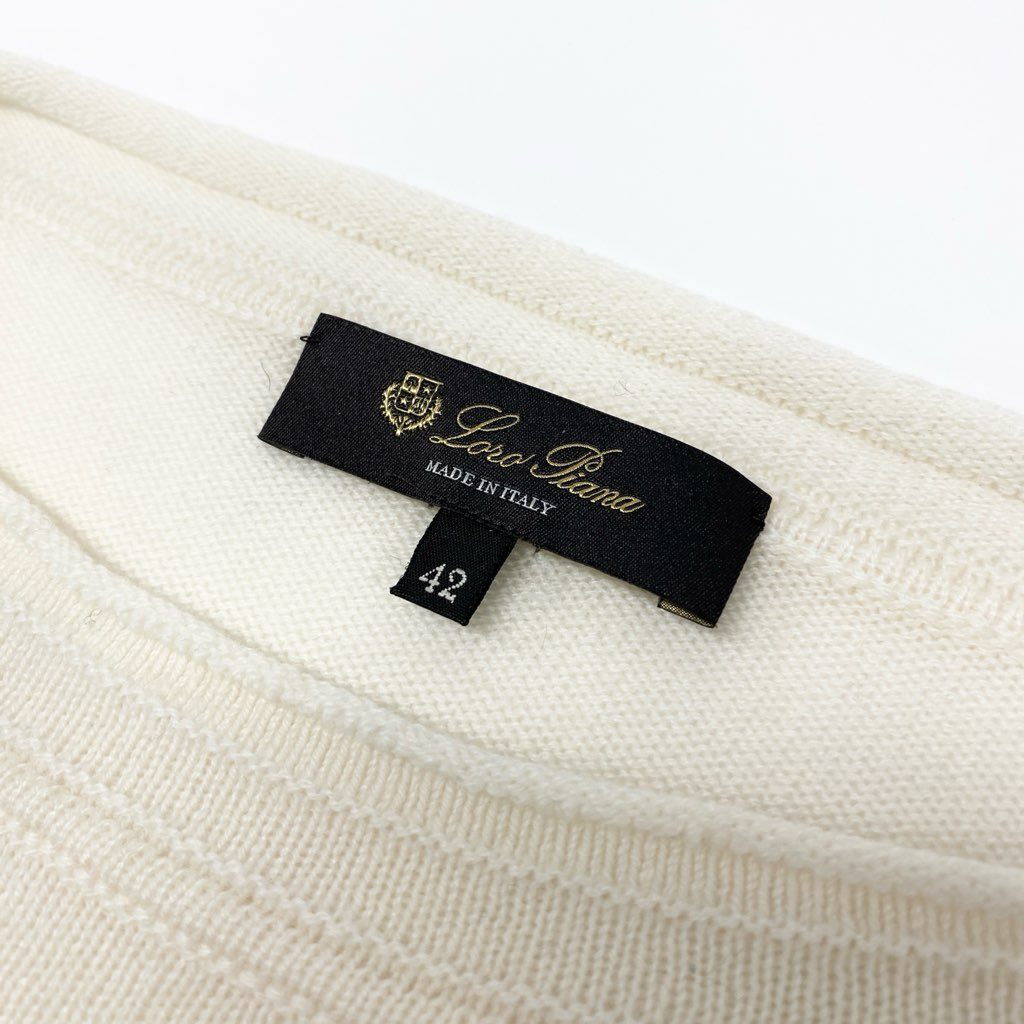 6l25 Loro Piana ロロピアーナ カシミヤニット ニットセーター ロングスリーブ 花柄 42サイズ アイボリー カシミヤ100％ レディースu02t
