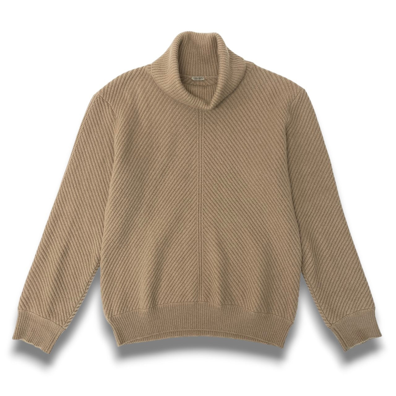 46c24 BOTTEGA VENETA ボッテガヴェネタ カシミヤリブニット ハイネックニットセーター トップス イタリヤ製 42サイズ ベージュ カシミヤ100％ レディース 女性用u02t