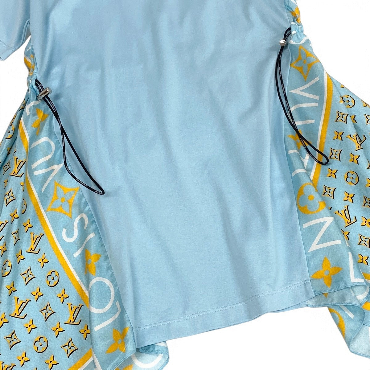 Ij9 【未使用タグ付】 LOUIS VUITTON ルイヴィトン モノグラム スカーフ Tシャツドレス RW242WW FRJD24 サイズM ライトブルー コットン シルク レディースu02t