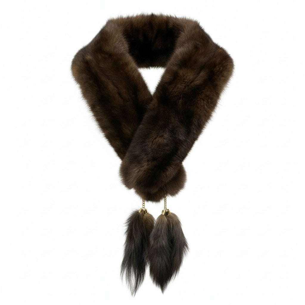 a14 《タグ付き》 Guy Laroche ギラロッシュ カナディアンセーブル セーブルファー ティペット マフラー 衿巻き 和装 ブラウン系 セーブル 定価25万円u02t