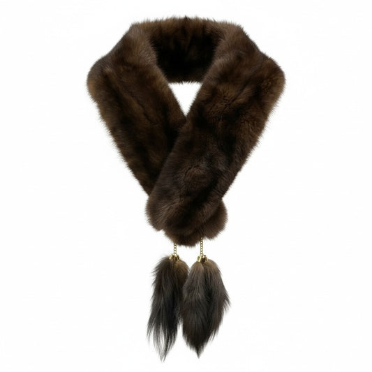 a14 《タグ付き》 Guy Laroche ギラロッシュ カナディアンセーブル セーブルファー ティペット マフラー 衿巻き 和装 ブラウン系 セーブル 定価25万円u02t