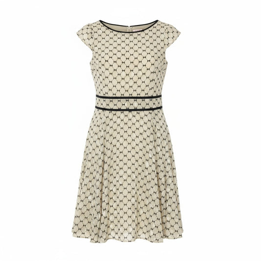 47k5 TOCCA トッカ CHECKER RIBBON チェッカーリボンワンピース ランドリーライン 洗える○ 半袖 総柄 シアー レディース 女性用 OPTOCA0050 2 ベージュ系o07t