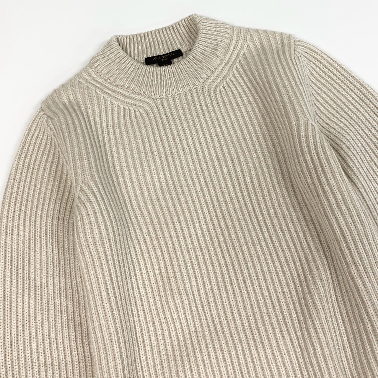 Id6 《美品》 LOUIS VUITTON ルイヴィトン スリット ボトルネックニットセーター Slit Knit Sweater サイズXS ホワイト モノグラムタブt18r