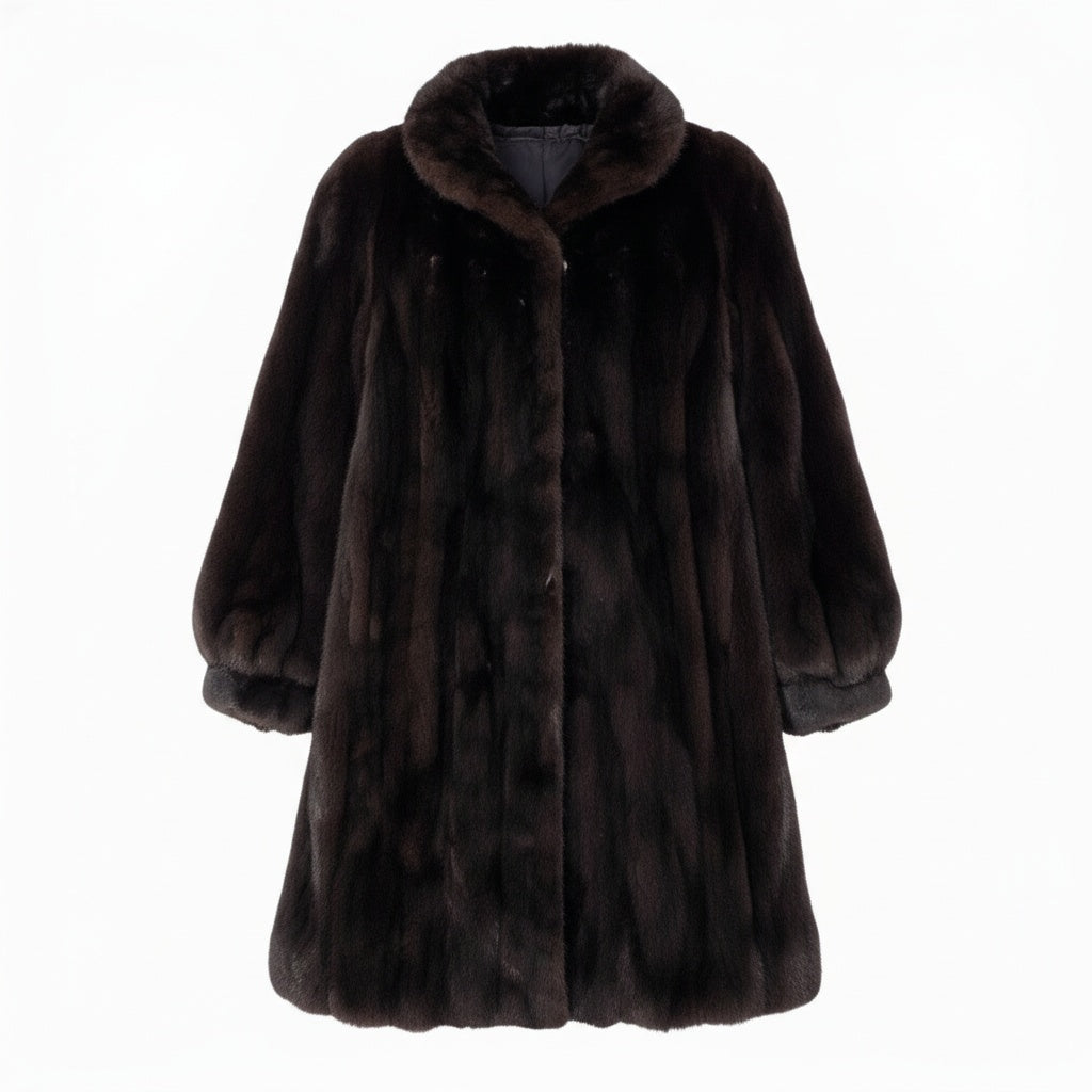 76a24 BLACKGLAMA ブラックグラマ マホガニーミンク ロングコート サイズF ダークブラウン 最高級本毛皮 Mink Fur Long Coatt18r