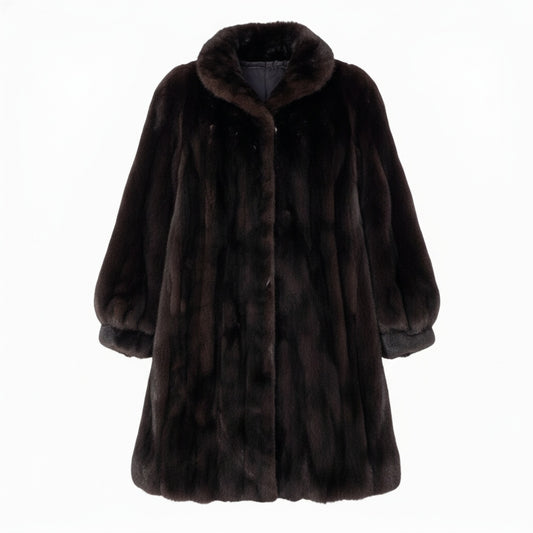 76a24 BLACKGLAMA ブラックグラマ マホガニーミンク ロングコート サイズF ダークブラウン 最高級本毛皮 Mink Fur Long Coatt18r
