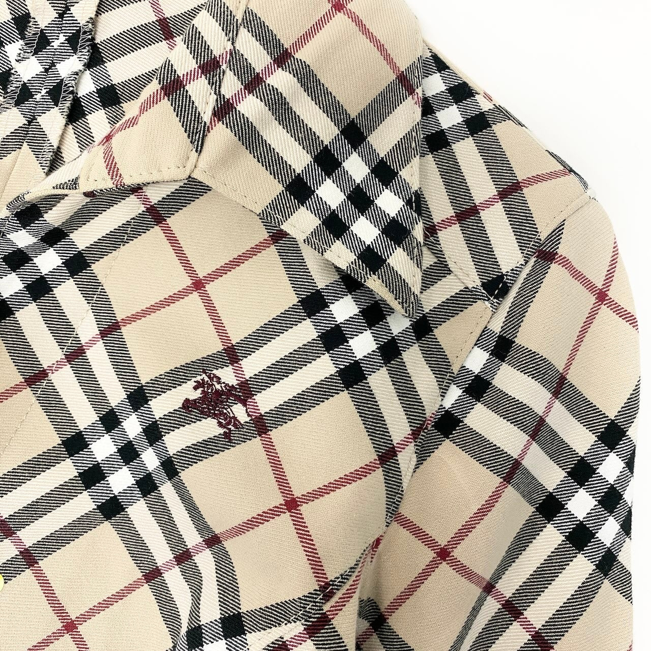 46e11 BURBERRY LONDON BLUE LABEL バーバリー ブルーレーベル ノバチェック オープンカラーシャツワンピース 七分袖 ストレッチ素材 サイズ38 ベージュ レディース 女性服o07t