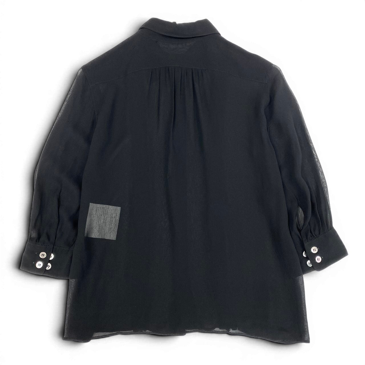 Ae7 tricot COMME des GARCONS トリココムデギャルソン 7分袖 シアーブラウス フリルシャツ TA-B048 サイズM ブラック レディース 女性服u02t