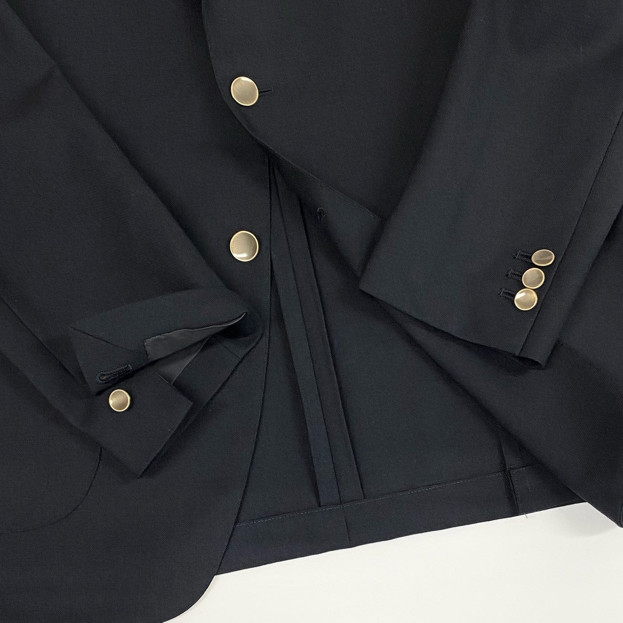 24i25《極美品》 BRITISH MADE ブリティシュメイド テムズ テーラードジャケット 紺ブレザー 真鍮メッキボタン L ダークネイビー ウール メンズu02t