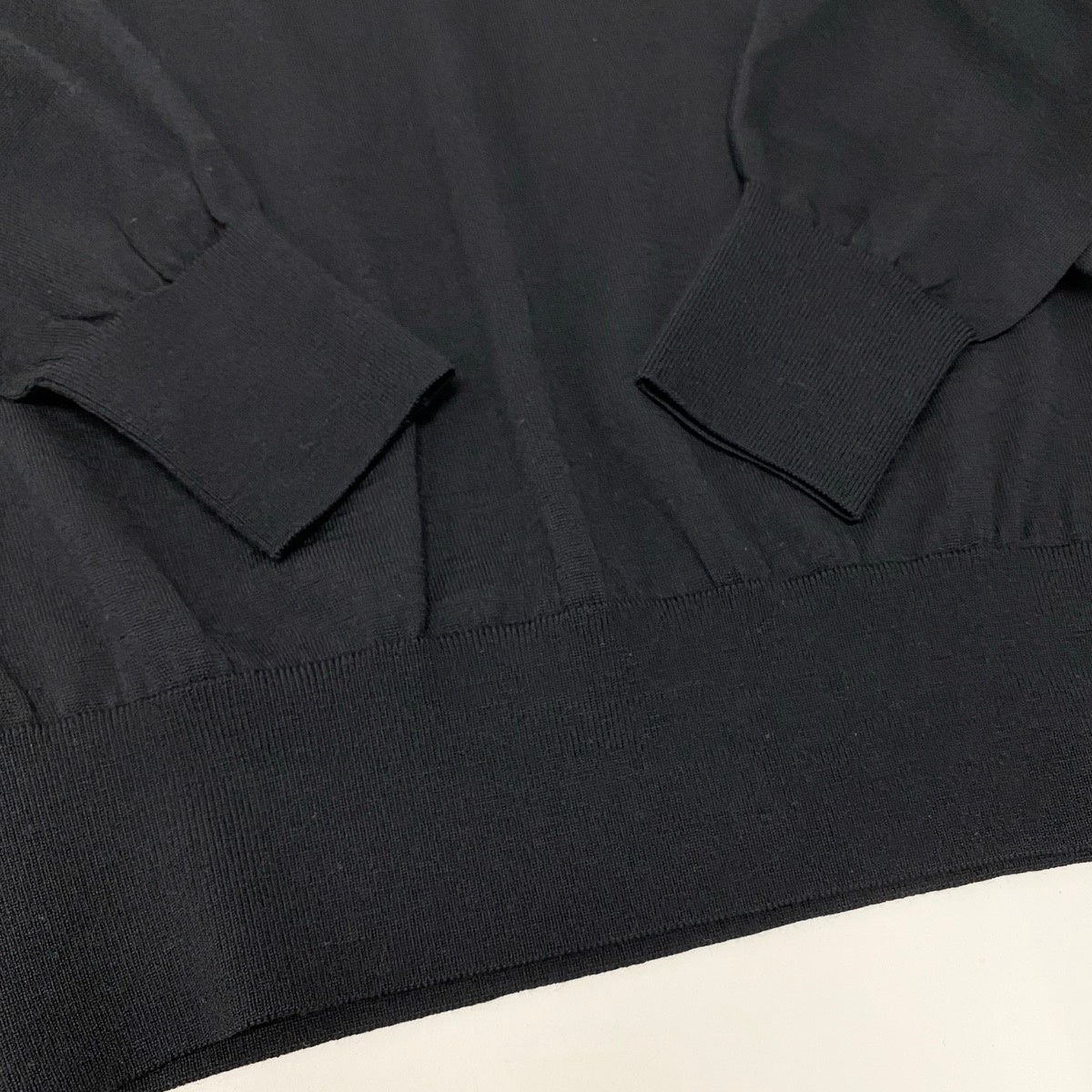 65g14 【美品】 Christian Dior クリスチャンディオール モックネック ニットセーター ロゴ刺繡 ハイゲージニット サイズL ブラック ウール100％ レディースo07t