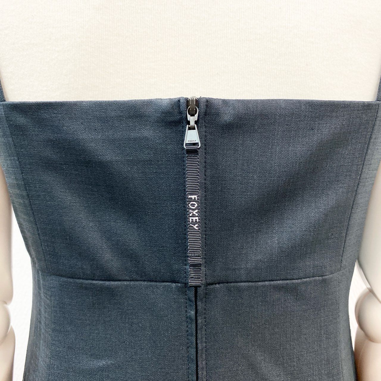 8j10 《未使用》 FOXEY NEW YORK フォクシーニューヨーク Dress Sabina 定価￥68.200 キャミソールワンピース リネン調 ストレッチ レディース 女性用 44430 38 ブラック ポリエステルu02t