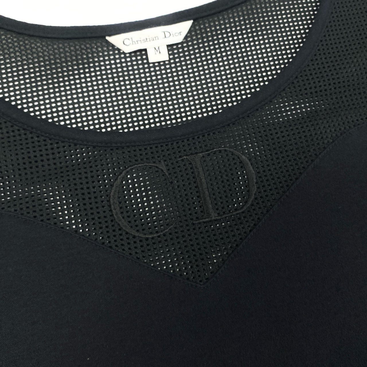 Eb10 Christian Dior クリスチャンディオール ノースリーブワンピース メッシュ ロゴ刺繍 スリット Mサイズ ブラック レディース 女性用k02i