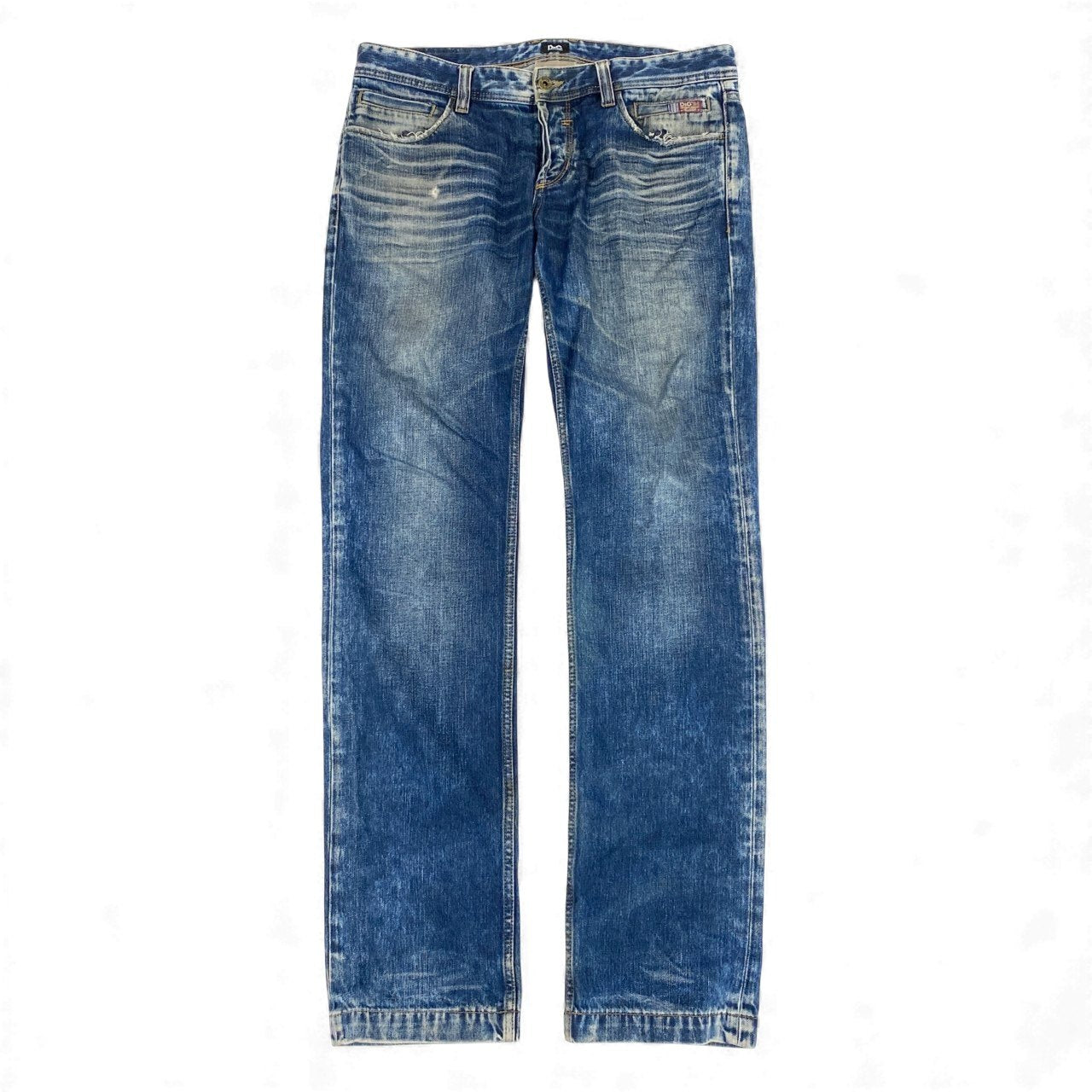 29l14 D＆G DOLCE＆GABBANA ディーアンドジー ドルチェアンドガッバーナ デニムパンツ ダメージ加工 ボタンフライ 34サイズ インディゴ コットン100％ メンズo07t