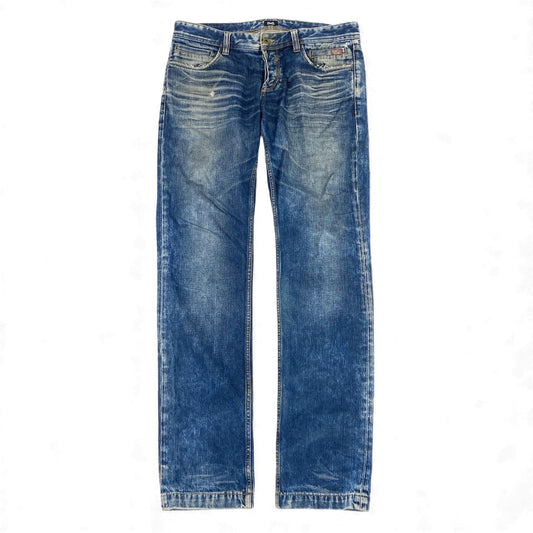 29l14 D＆G DOLCE＆GABBANA ディーアンドジー ドルチェアンドガッバーナ デニムパンツ ダメージ加工 ボタンフライ 34サイズ インディゴ コットン100％ メンズo07t