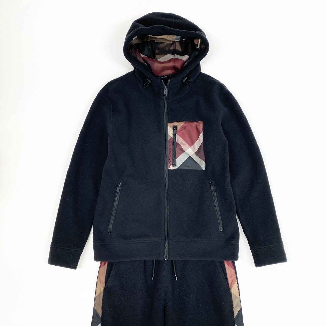 52L9 BLACK LABEL CRESTBRIDGE ブラックレーベルクレストブリッジ フリースパーカー ボトムス セットアップ 2点セット L ブラック メンズ 男性用u02t