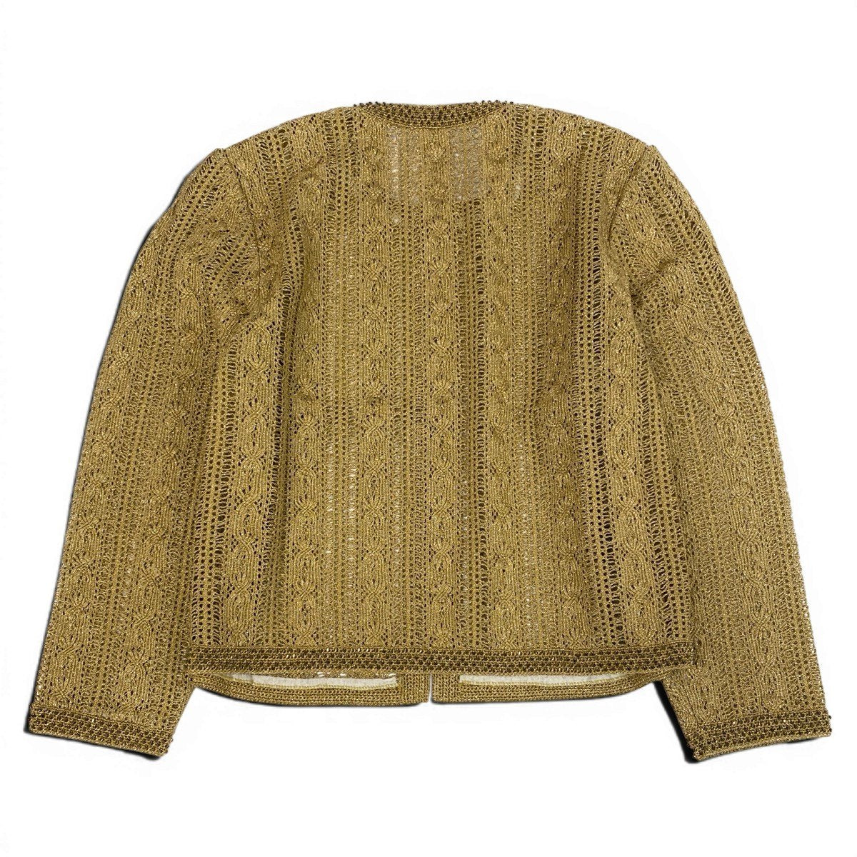 Ef6 PIERRE BALMAN ピエールバルマン ノーカラー ニットジャケット ビーズ装飾 ゴールド レディース 女性用u02t