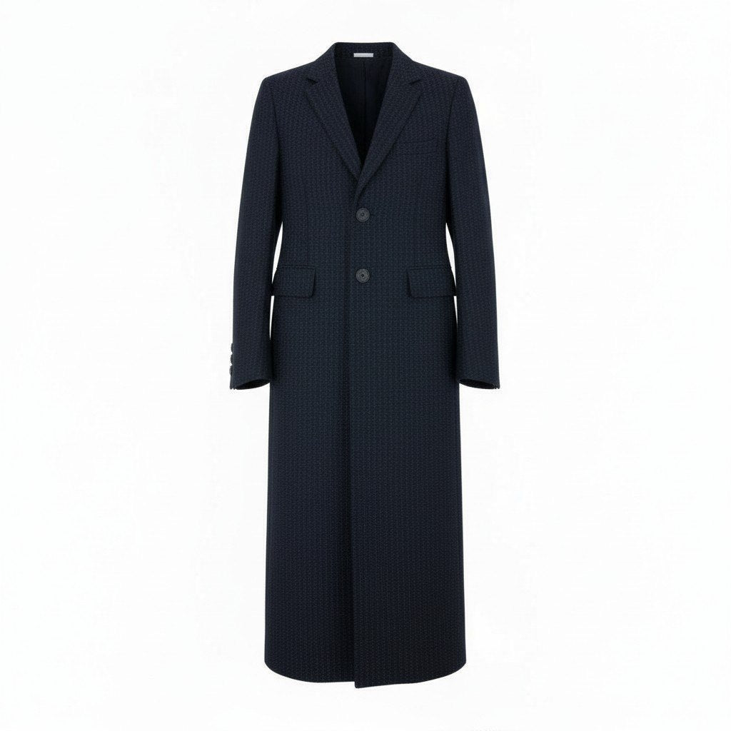 20L2【美品】COMME des GARCONS HOME PLUS コムデギャルソンオムプリュス ピンストライプ ロングジャケット 13SS ジャケットコート アウター PK-J026-051-2-1 XSサイズ ネイビー メンズo07t