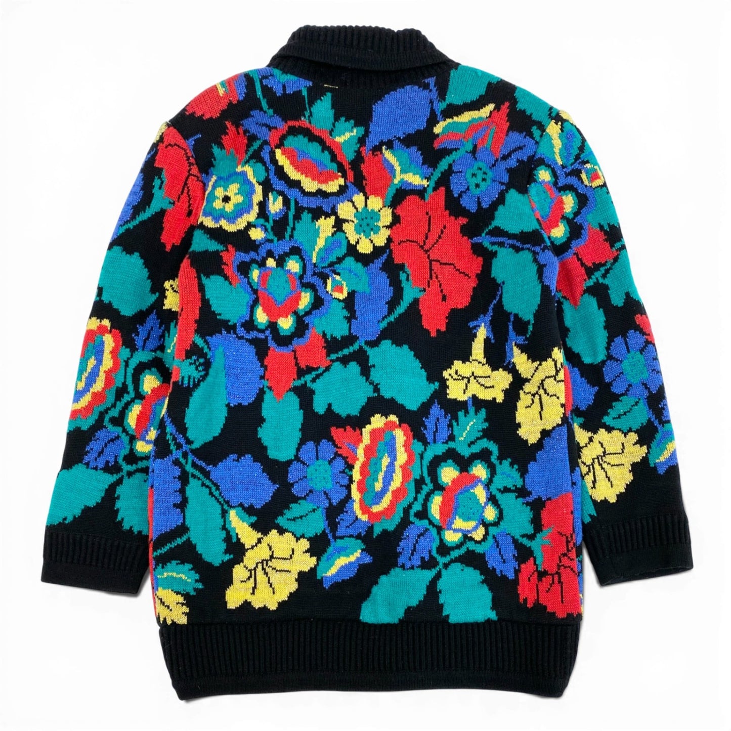 35L19 LEONARD レオナール ニットカーディガン 花柄 ライトアウター M ブラック レディース 女性用o07t