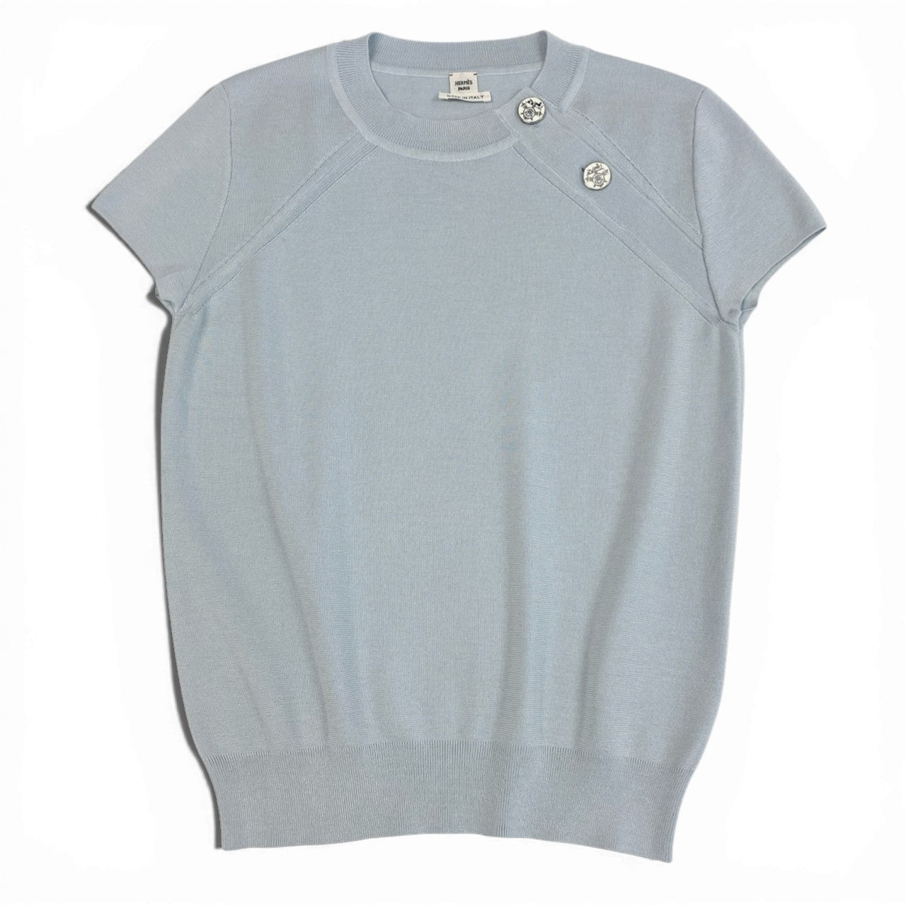 b23 HRMES エルメス 2024 プレタ 半袖ニット サイズ36 ライトブルー レディース 女性用 トップス 半袖セーターta1