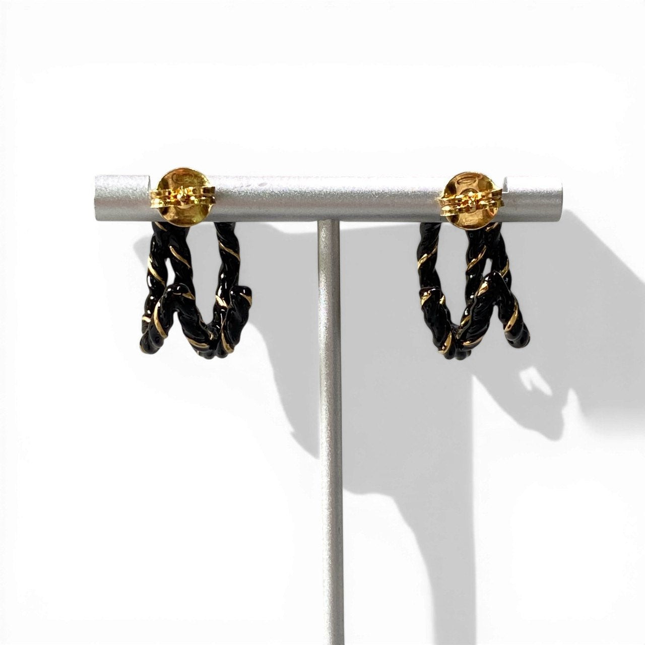 d9 Maison Margiela メゾンマルジェラ 11 レースピアス Lace Pierced Earrings ブラック ゴールド ポスト925 アクセサリー 箱有t18r