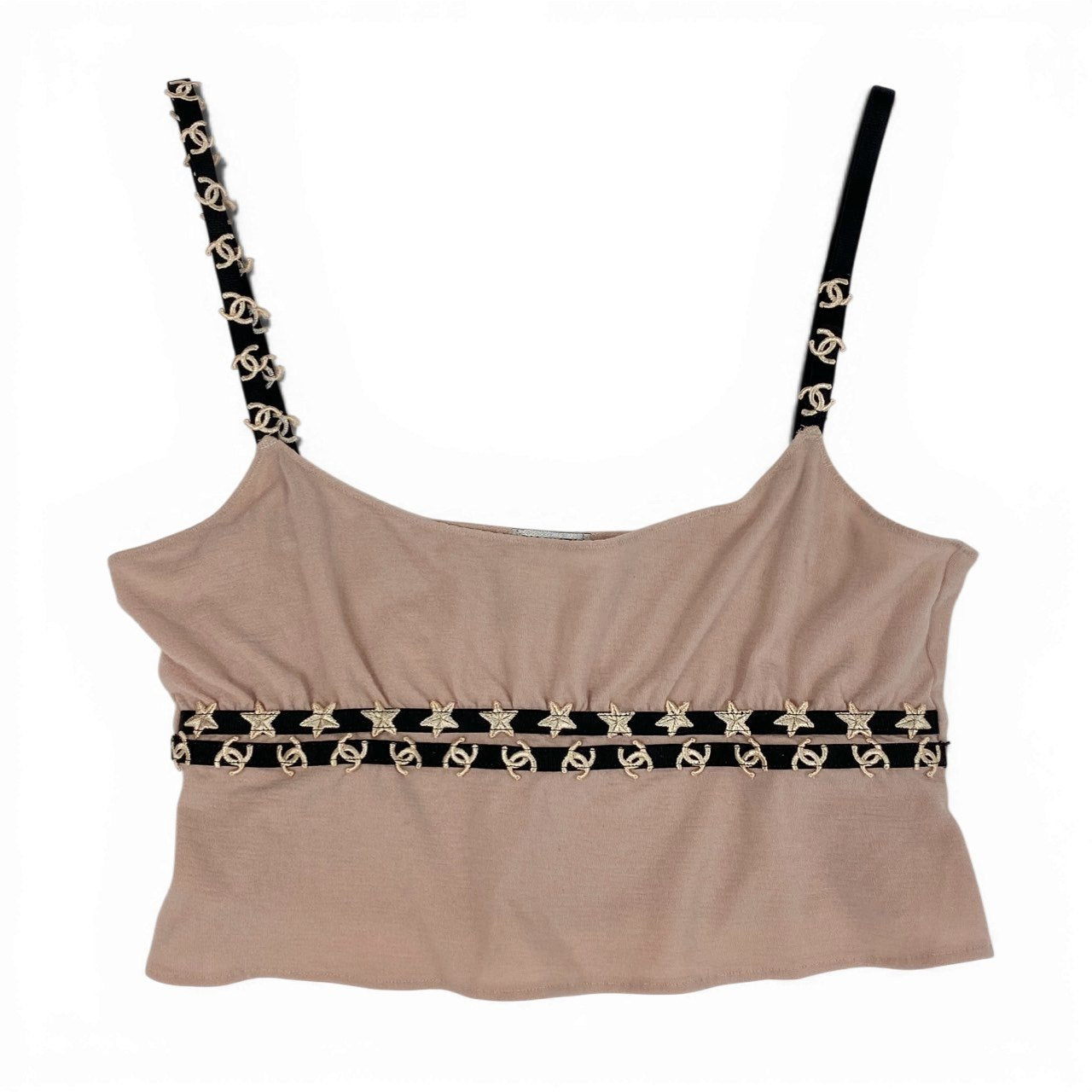 Cb10 CHANEL シャネル 2005 ココマーク スター キャミソール クロップド ノースリブ トップス P26798 42 ピンク レディースta1