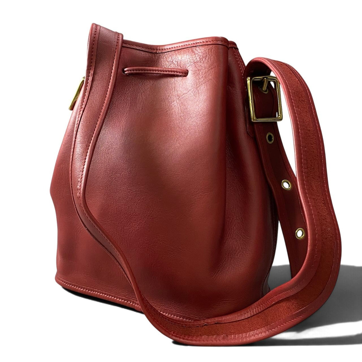 j19 Coach オールドコーチ ヴィンテージ 巾着型 ショルダーバッグ Vintage Drawstring Shoulder Bag Red 9952 レッド レザーt18r
