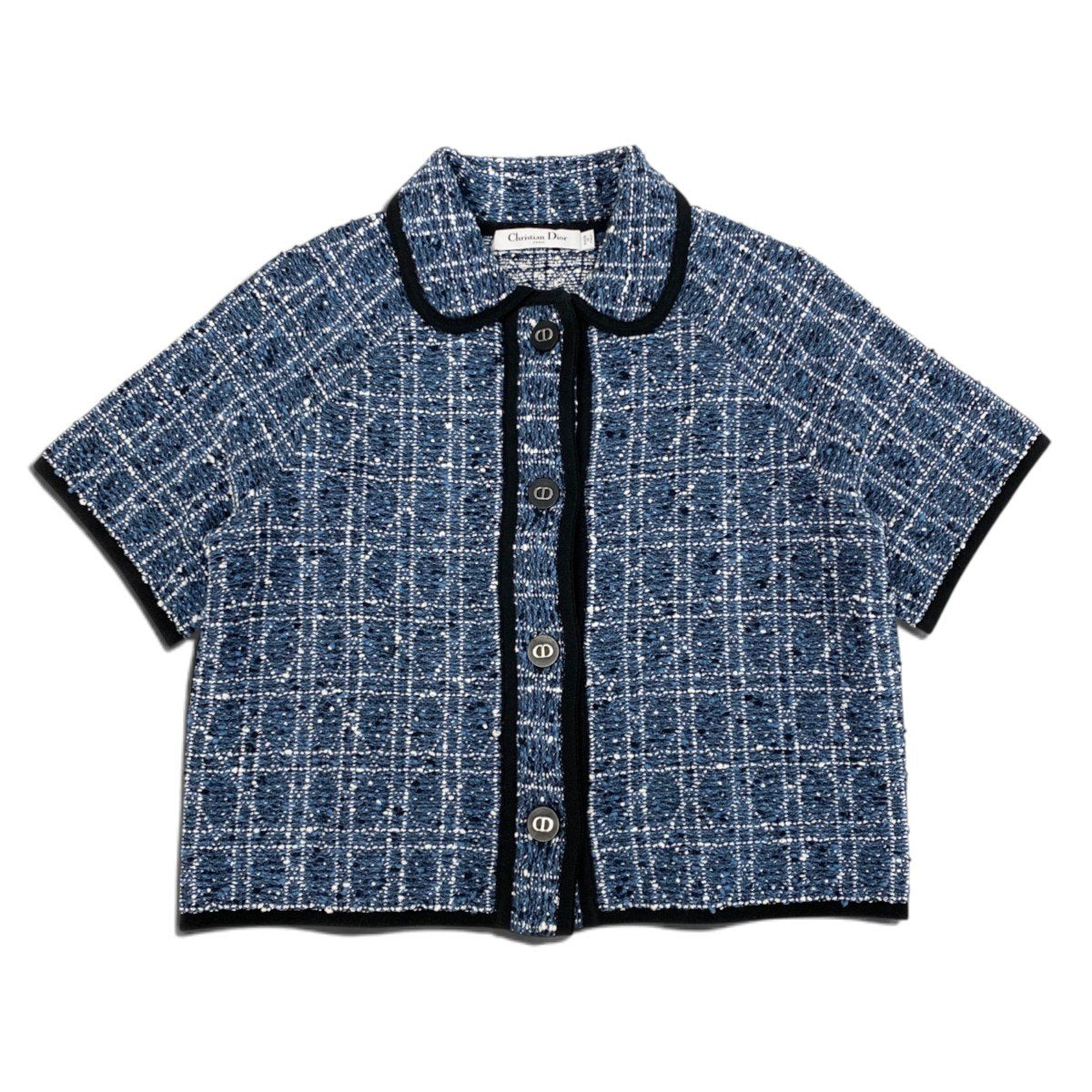 h31 【美品】Christian Dior 26SS ショートスリーブ クロップド カナージュジャケット 44サイズ ブルー レディース 女性用k02i