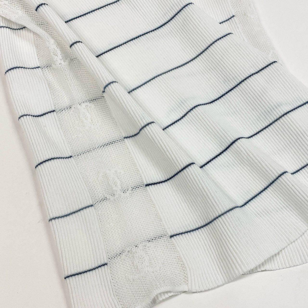 Cb19-1 CHANEL シャネル 2004年 P23260 ココマークデザイン サイドメッシュ 半袖ニット カットソー サイズ38 ホワイト レディース トップスta1