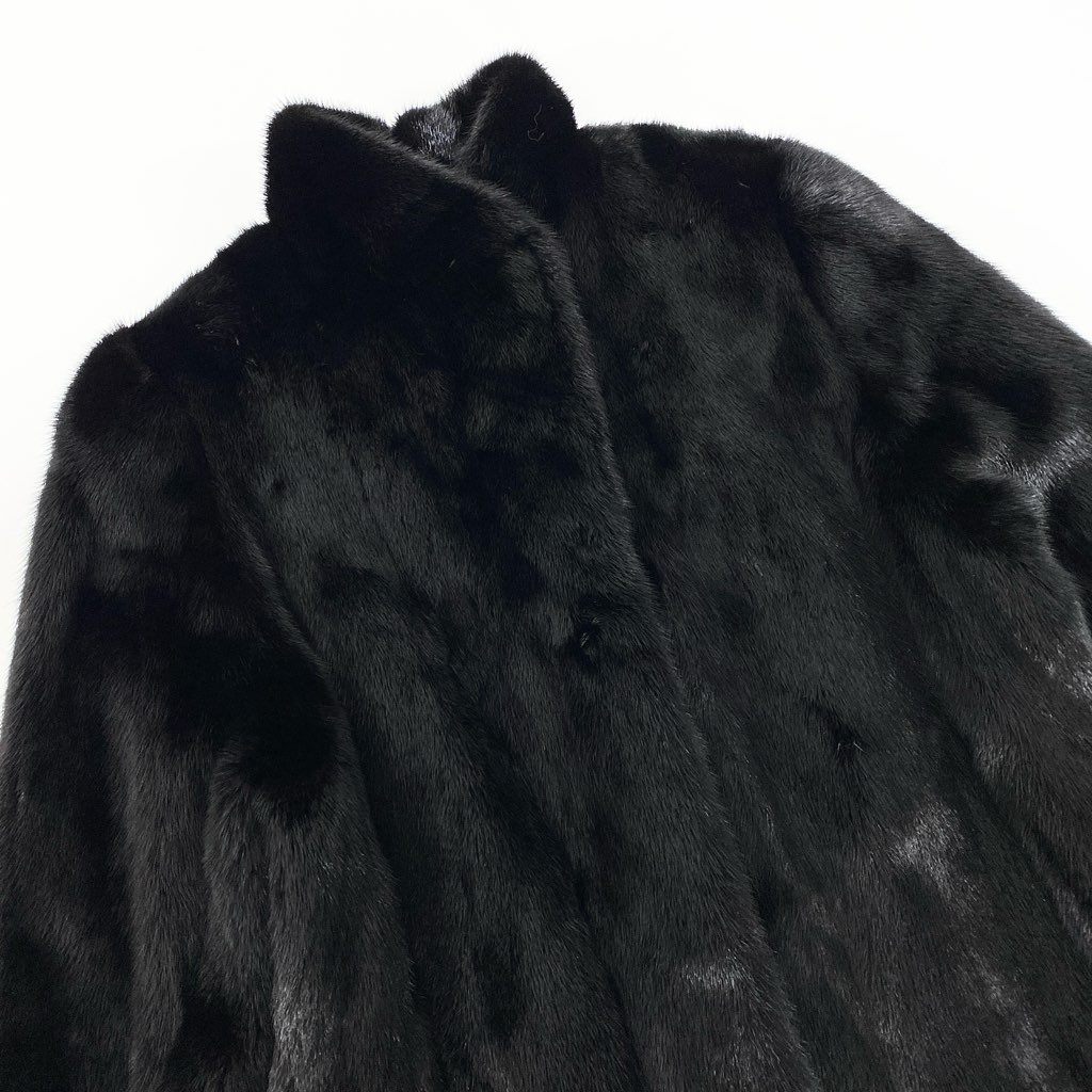 16l27 AMERICAN FUR AWARDS アメリカンファーアワード 4つ星 ダークミンク ファーコート サイズF ブラック 最高級本毛皮 タグ付t18r