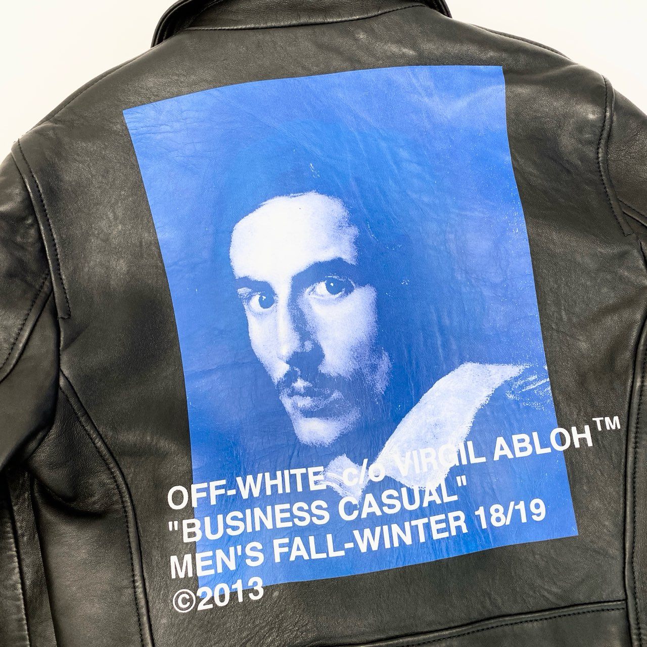 38c3 OFF-WHITE オフホワイト BERNINI レザージャケット ライダースジャケット ダブルライダースジャケット OMJG003F18983011 XSサイズ ブラック レザー メンズ 男性用o07t