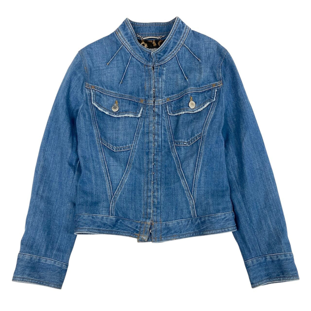 i18 DOLCE＆GABBANA デニムジャケット フィットジャケット イタリア製 ブルー コットン100％ レディース 女性用u02t