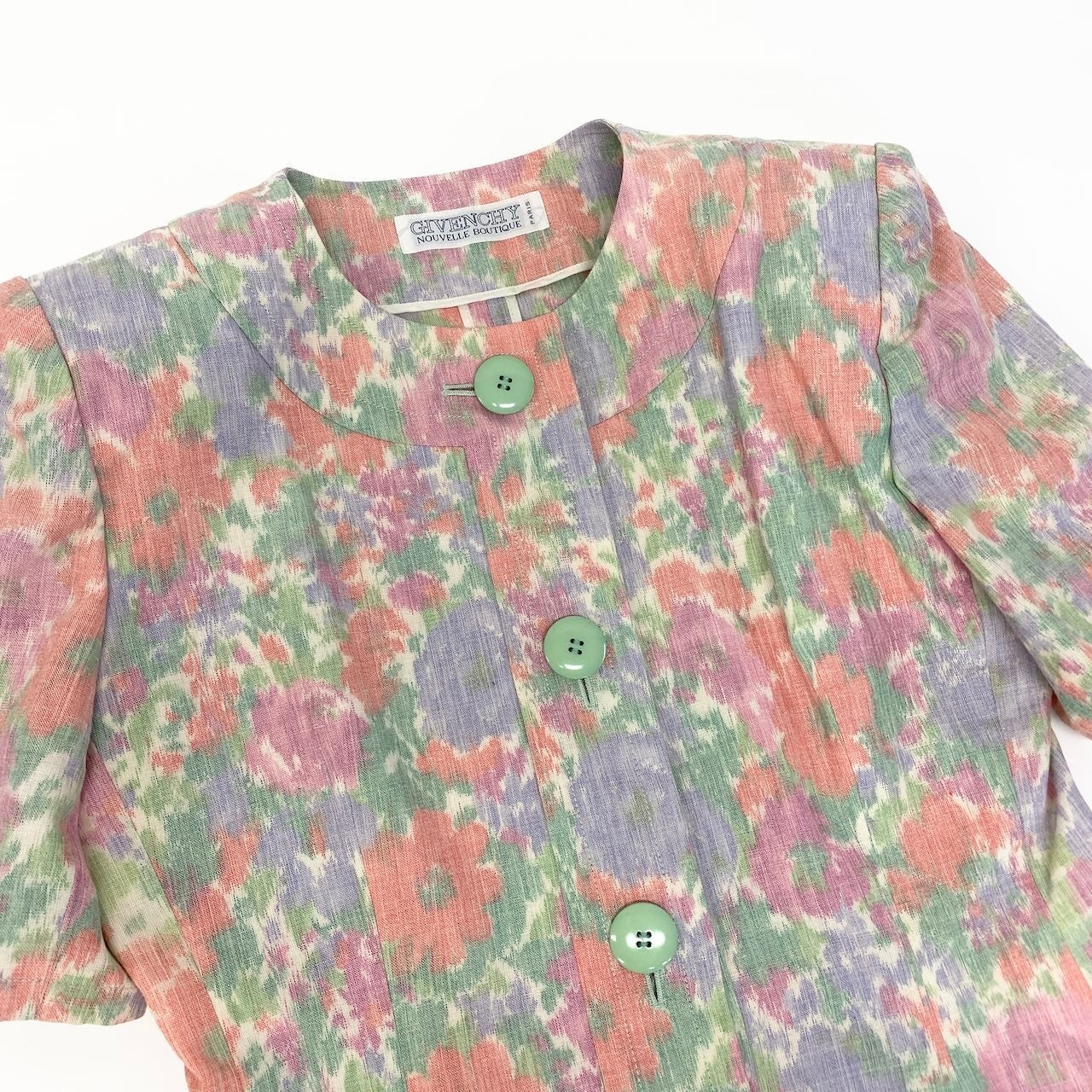 17c16 GIVENCHY ジバンシー スカートセットアップ 半袖ジャケット タイトスカート 花柄 12サイズ マルチカラー レディース 女性用u02t