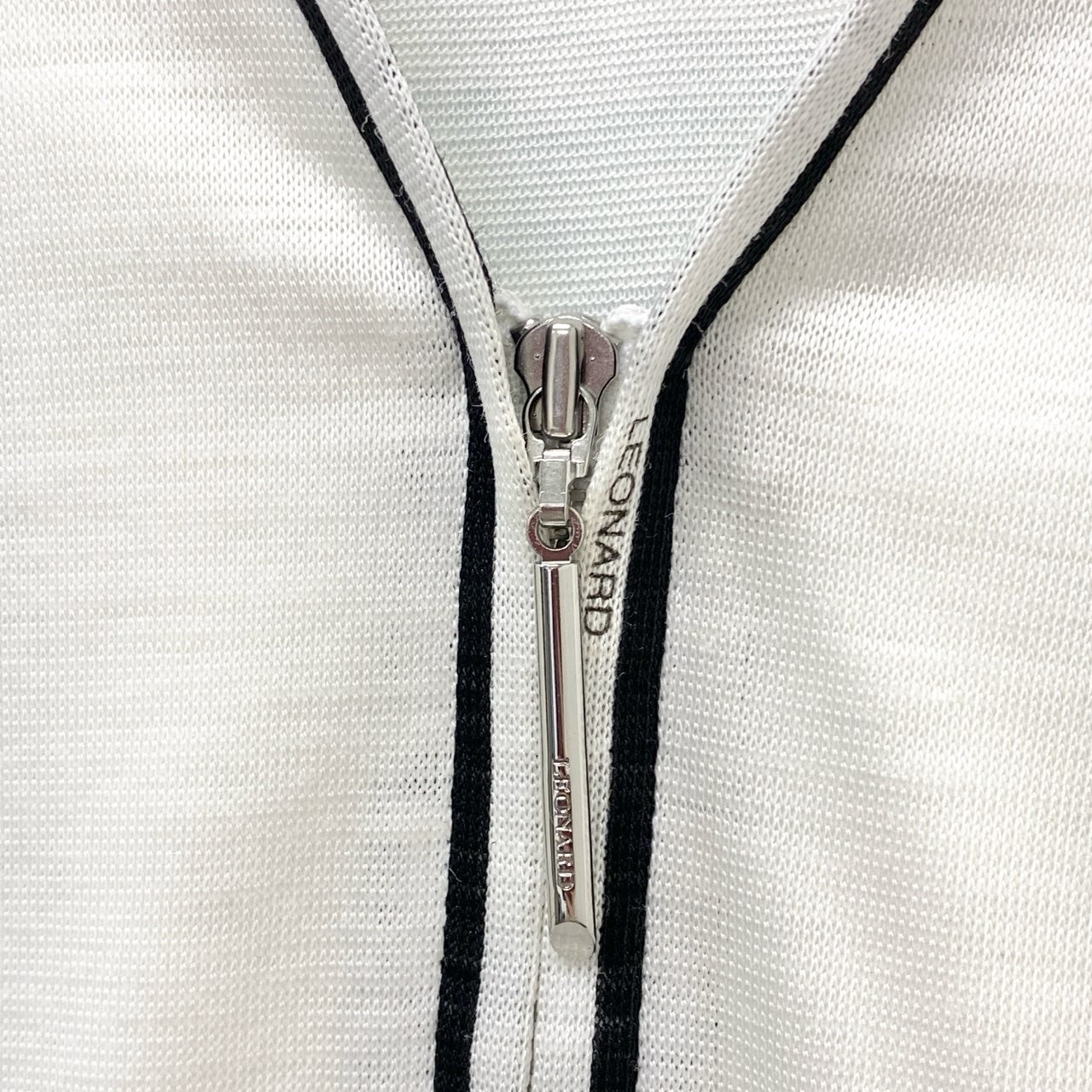 14b13 LEONARD レオナール ジップアップリネンカーディガン ニットカーディガン トップス 0379660 LLサイズ ホワイト 麻 リネン100％  レディース 女性用u02t