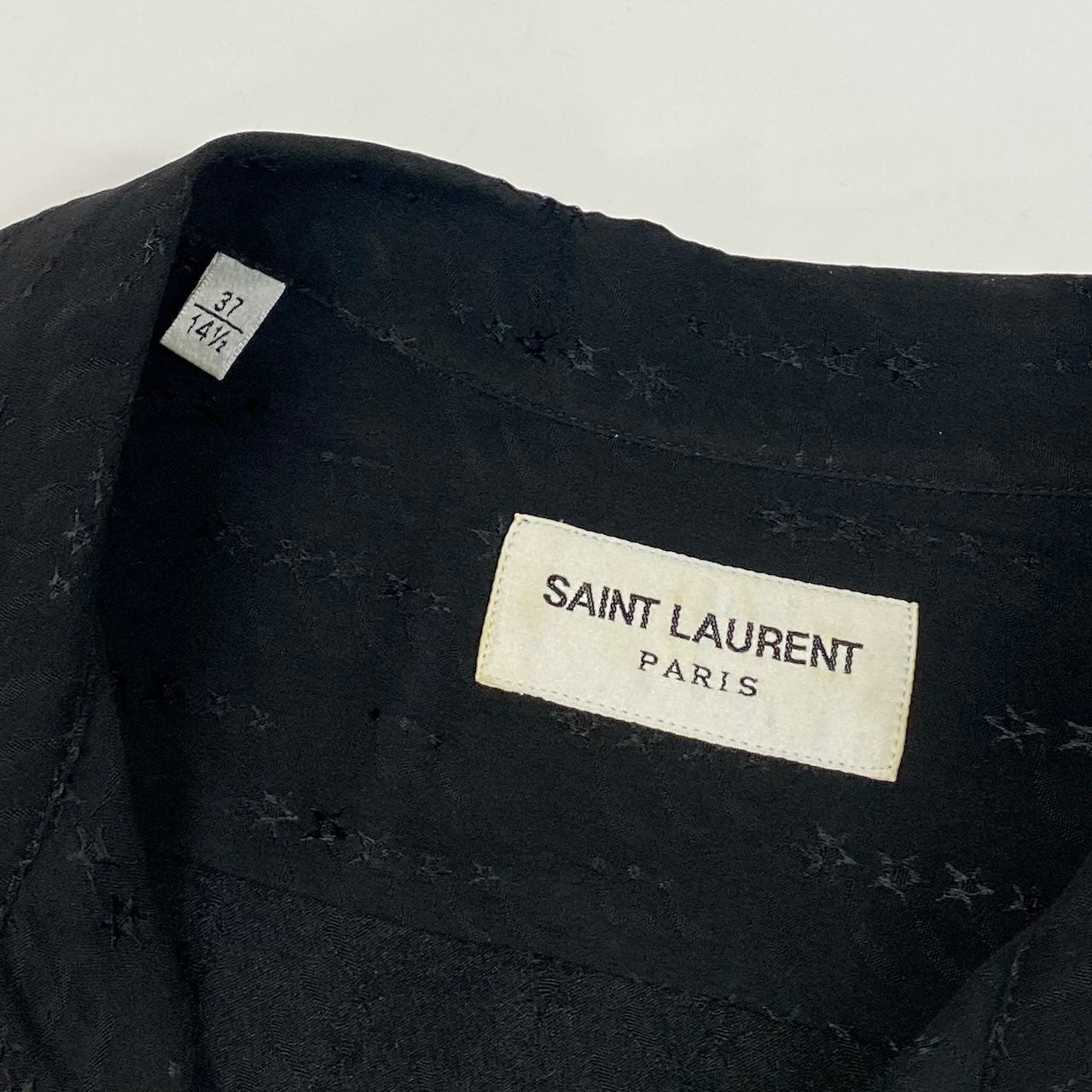 K18c20 SAINT LAURENT PARIS サンローラン パリ 半袖シャツ シルクシャツ トップス 531956 37 ブラック シルク メンズsn1