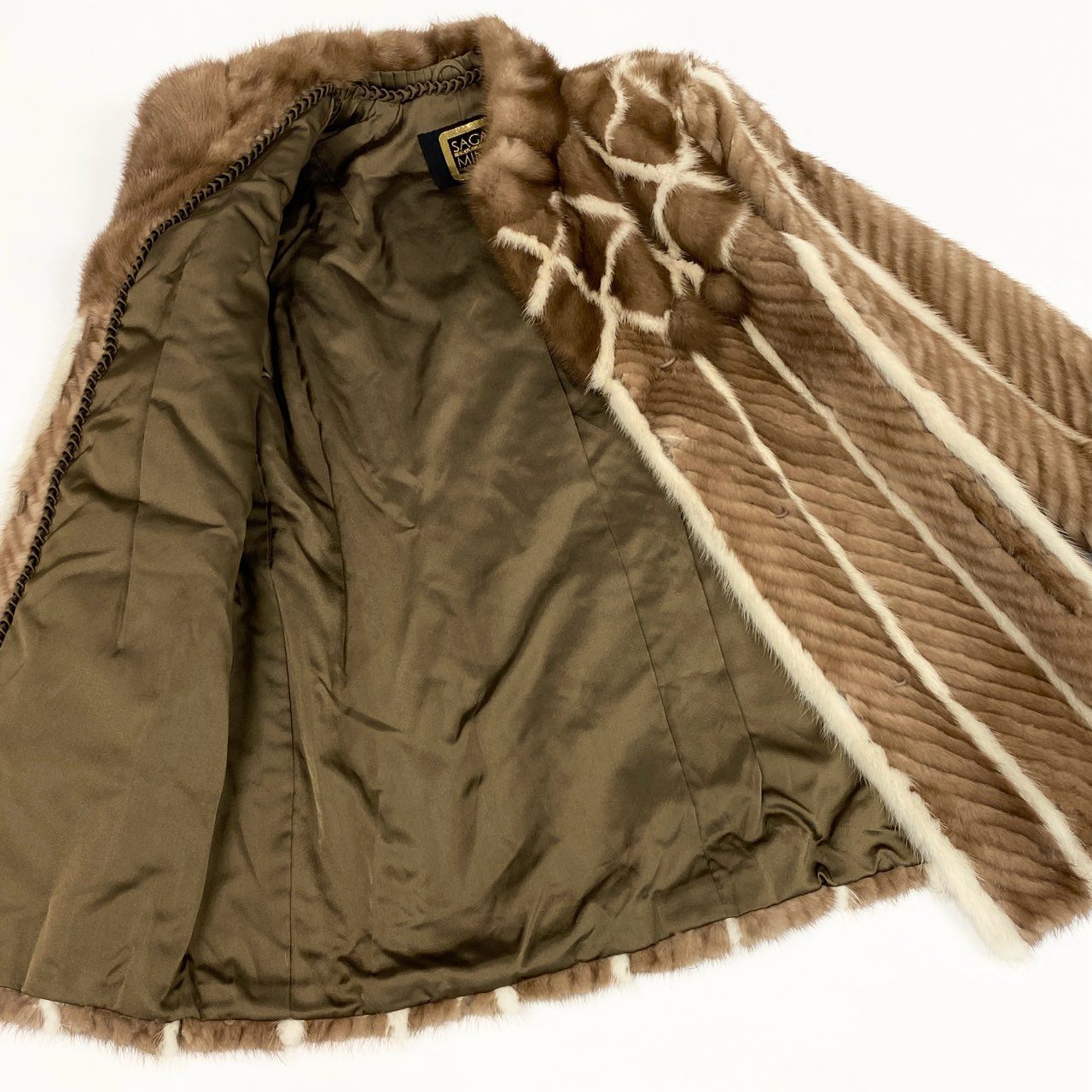 50j24 SAGA MINK サガミンク レアデザイン ミンクコート 毛皮コート パールミンク パステルミンク 11 オフホワイト ライトブラウン ミンクファー レディースu02t