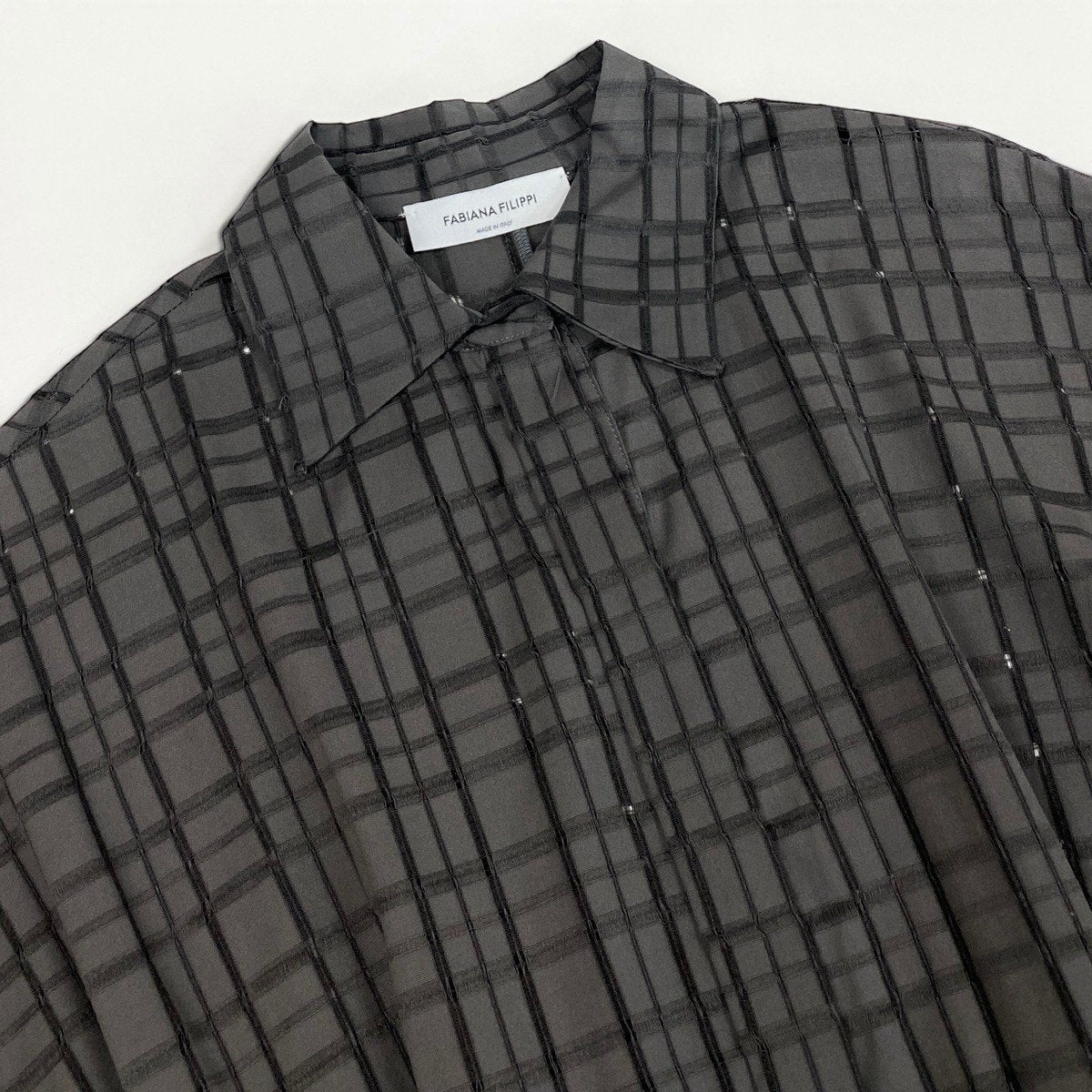 43i15 【極美品】FABIANA FILIPPI ファビアナフィリッピ 近年 シャツブルゾン シャツブラウス チェック柄 36サイズ グレー レディース 女性用u02t