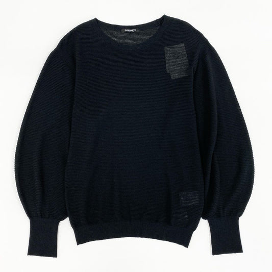 4f7 【新品】 定価5.9万円 MORABITO モラビト かぎ編みニット 春夏秋3シーズン ニットブラウス サイズ38 ブラック レディース 女性用