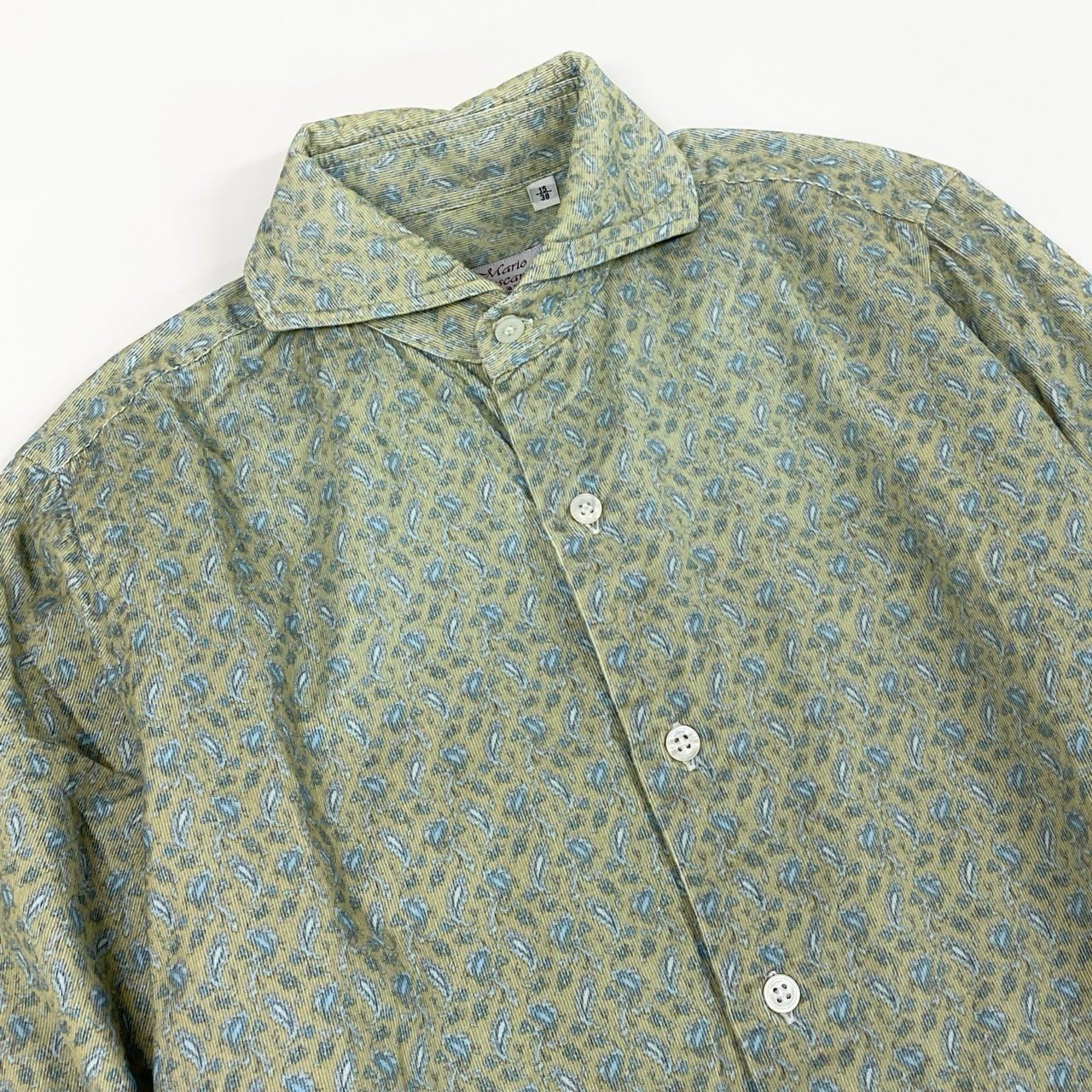 34f19 Mario Muscariello マリオムスカリエッロ 長袖シャツ コーデュロイシャツ トップス メンズシャツ 総柄 柄シャツ 男性用 15/38 グリーン系 綿100％