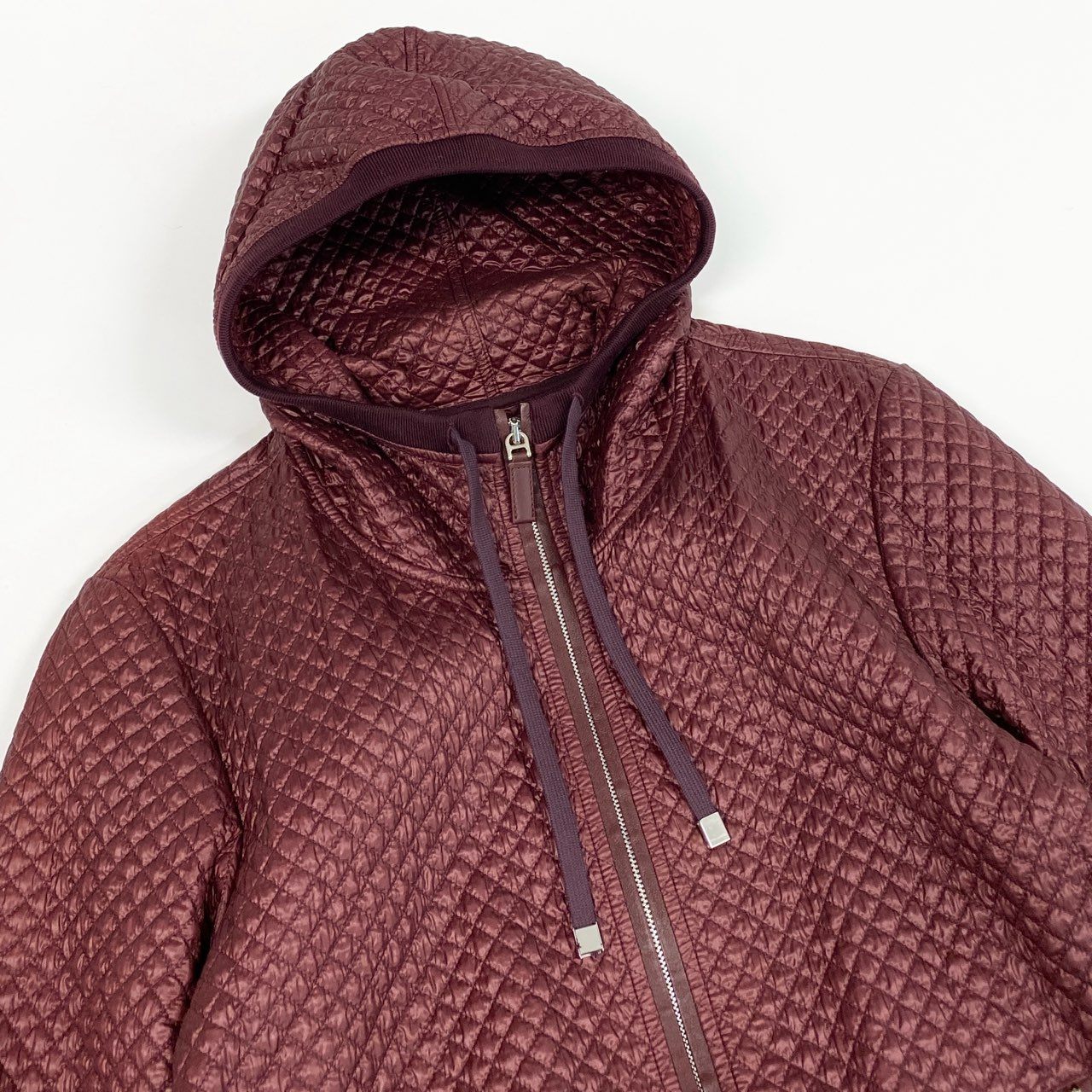 23a27【美品】DOLCE&GABBANA ドルチェアンドガッバーナ キルティング ジップアップフーディー パーカー ジャケット イタリア製 G9FH7T G7FQM 46サイズ ボルドー メンズ 男性用o07t