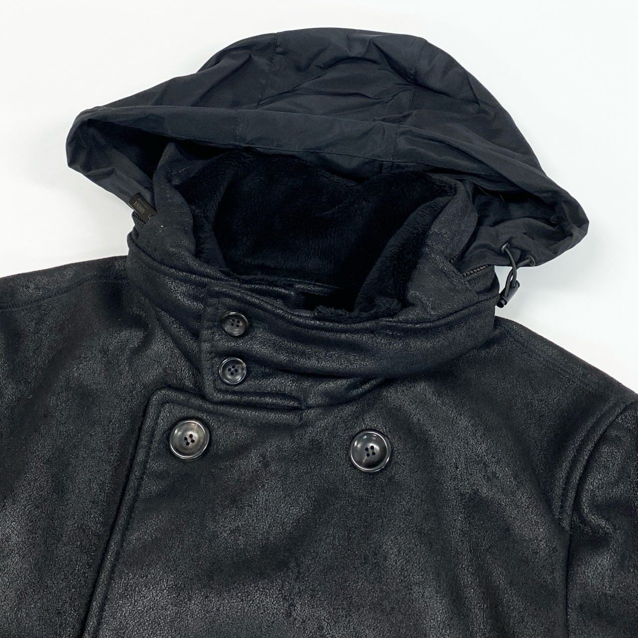 66a14 GIORGIO ARMANI ジョルジオアルマーニ Pコート ピーコート ダブルブレストジャケット 裏ボア メンズ 紳士服 EU46 ブラック ポリエステル100％o07t